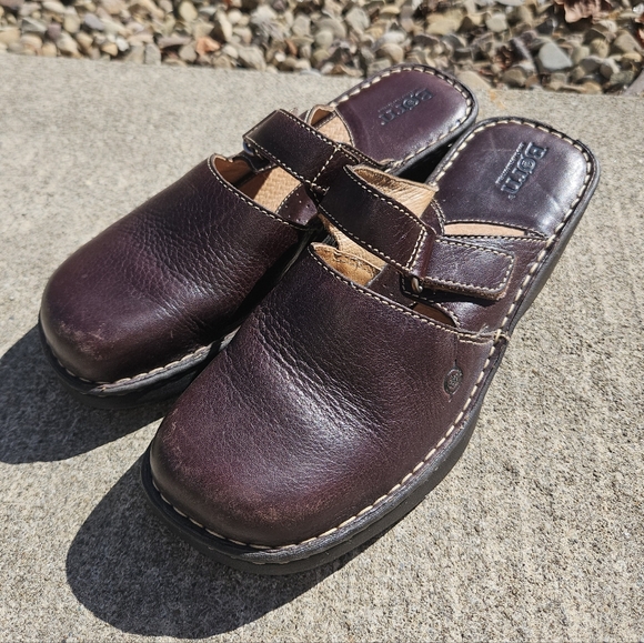 Born Leather Velcro Strap Wedges Slip On Shoes Size 10 - Picture 1 of 8